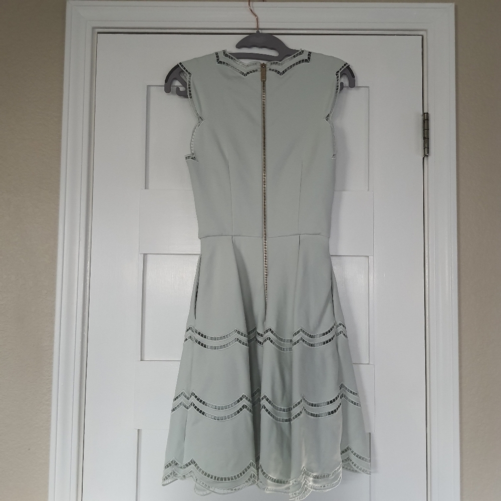 Ted Baker London Embroidered Tiered Skater Dress Ted Size 0 (US 2) Mint Cutwork - Picture 8 of 12